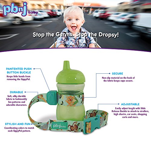 PBnJ Baby SippyPal Sippy Cup Holder Strap Leash Tether (Black 2-Pack)