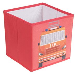 clever creations collapsible storage organizer, perfect vehicle themed toy chest for storing books, shoes, games and more, fire truck