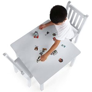 Humble Crew, White Kids Wood Square Table and 2 Chairs Set