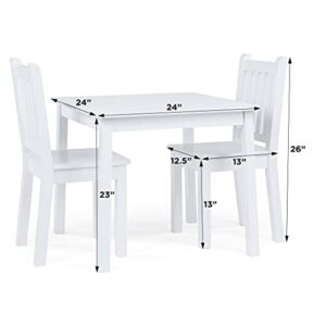 Humble Crew, White Kids Wood Square Table and 2 Chairs Set