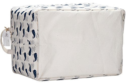 Sea Team 16.5" x 11.8" x 9.8" Square Natural Linen & Cotton Fabric Storage Bins Shelves Storage Baskets Organizers for Nursery & Kid's Room (Whale)