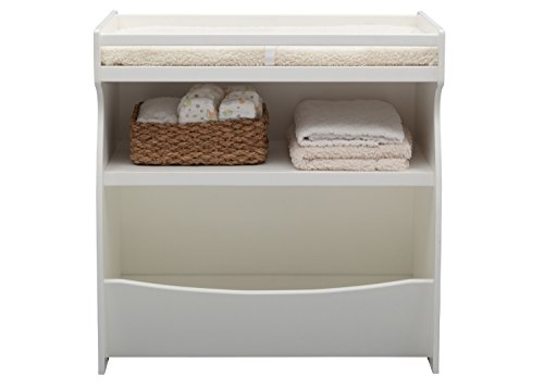 Delta Children 2-in-1 Changing Table and Storage Unit with Changing Pad, Bianca White