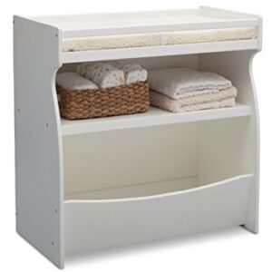 Delta Children 2-in-1 Changing Table and Storage Unit with Changing Pad, Bianca White