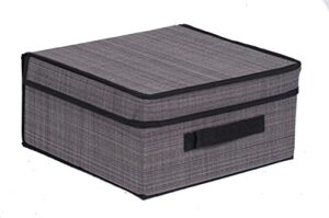 internet's best storage box with handles - durable storage bin basket containers - clothes nursery toys organizer - grey