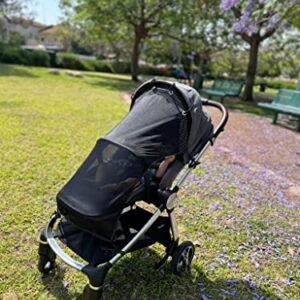 Stroller Sun Shade (Large) - Universal Adjustable SPF 30+ Sunshade with See Through, Sun Shade for Strollers, Canopy Stroller Sun Shade, Stroller Sun Shade Extender, Shade Cover for Stroller, IntiMom