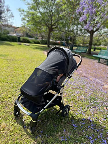 Stroller Sun Shade (Large) - Universal Adjustable SPF 30+ Sunshade with See Through, Sun Shade for Strollers, Canopy Stroller Sun Shade, Stroller Sun Shade Extender, Shade Cover for Stroller, IntiMom