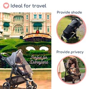 Stroller Sun Shade (Large) - Universal Adjustable SPF 30+ Sunshade with See Through, Sun Shade for Strollers, Canopy Stroller Sun Shade, Stroller Sun Shade Extender, Shade Cover for Stroller, IntiMom