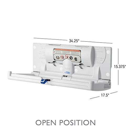 SafetyCraft Wall-Mounted Baby Changing Station, Horizontal Changing Table with Safety Straps for Commercial Restrooms, ADA and ANSI Compliant, Light Gray