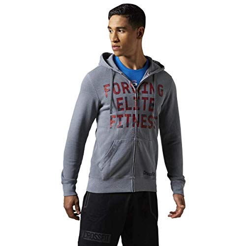 Reebok [AJ3499] RCF Forging Elite Fitness Full Zip Hoodie S Grey