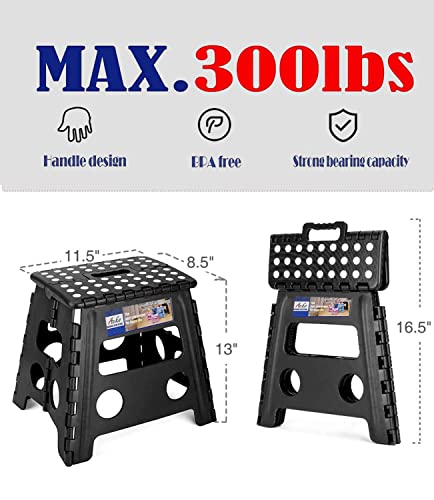 ACKO Folding Step Stool 13 inch Heavy Duty Plastic Foldable Step Stool for Kids and Adults, Small Collapsible Fold Up Stepping Stool 1 Pack