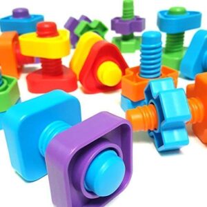 Jumbo Nuts and Bolts For Toddlers - Fine Motor Skills Rainbow Matching Game Montessori Toys For Toddlers & Toddler Games | 12 pc Occupational Therapy Educational Toys with Toy Storage + eBook