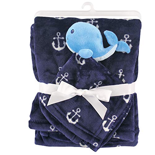 Hudson Baby Unisex Baby Plush Blanket with Security Blanket, Whale, One Size