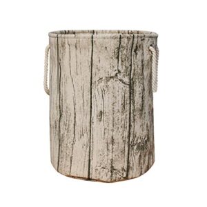 jacone stylish tree stump shape design storage basket cotton fabric washable cylindric laundry hamper with rope handles, decorative and convenient for kids bedroom