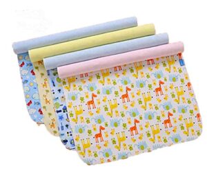 monvecle 4pcs pack baby infant waterproof cotton changing pads washable resuable diapers liners mats (4pcs pack-18"x12")