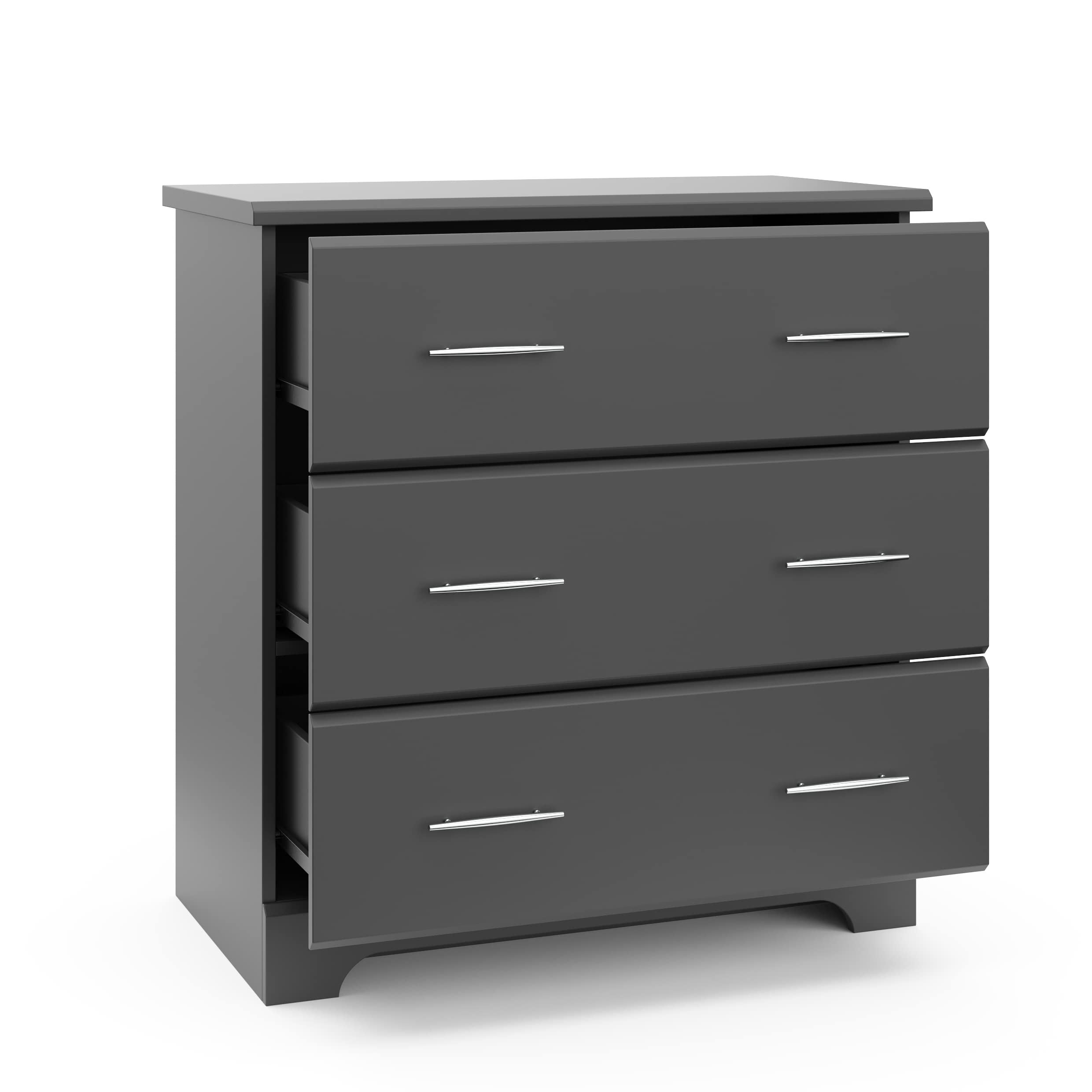 Storkcraft Brookside 3 Drawer Dresser (Gray) – Baby and Kids Bedroom Organizer, Nursery Chest, Storage Dresser With Drawers, Universal Design