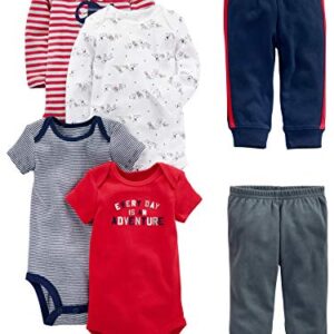 Simple Joys by Carter's Baby Boys' 6-Piece Bodysuits (Short and Long Sleeve) and Pants Set, Navy/Puppy, 18 Months