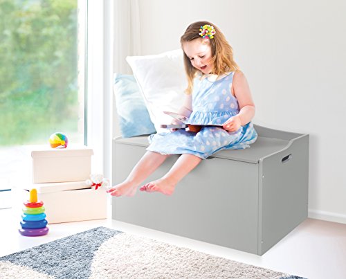 Lift Top Bench Seat Wooden Toy Box with Safety Hinge