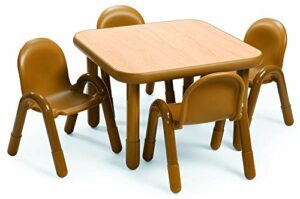 angeles baseline preschool 30" square table & chair set - natural wood