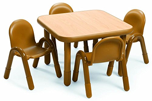 Angeles Baseline Preschool 30" Square Table & Chair Set - Natural Wood