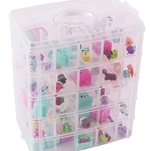 LifeSmart USA Stackable Storage Container Clear 50 Adjustable Compartments Compatible with Lego Dimensions LOL Surprise Littlest Pet Shop Arts and Crafts and More (5 Tier)