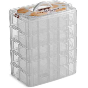 lifesmart usa stackable storage container clear 50 adjustable compartments compatible with lego dimensions lol surprise littlest pet shop arts and crafts and more (5 tier)
