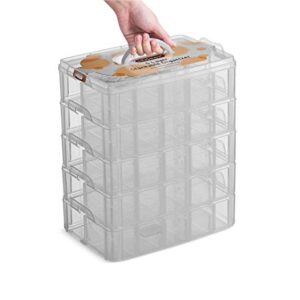 LifeSmart USA Stackable Storage Container Clear 50 Adjustable Compartments Compatible with Lego Dimensions LOL Surprise Littlest Pet Shop Arts and Crafts and More (5 Tier)