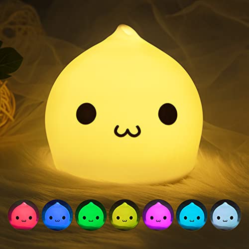 Litake Cute Night Light, Battery Night Lights for Kids, Silicone Tap Light, Baby Toddler Kids Night Lights for Bedroom Christmas Birthday Gifts, Warm White/ Single Color/7 Color Breathing Modes