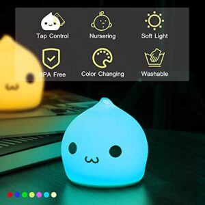 Litake Cute Night Light, Battery Night Lights for Kids, Silicone Tap Light, Baby Toddler Kids Night Lights for Bedroom Christmas Birthday Gifts, Warm White/ Single Color/7 Color Breathing Modes