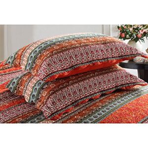 NEWLAKE Striped Classical Cotton 3-Piece Patchwork Bedspread Quilt Sets, Queen Size