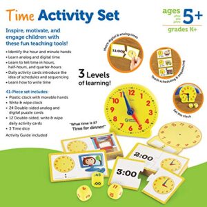 Learning Resources Time Activity Set - 41 Pieces, Ages 5+ Teaching Clocks for Kids, Telling Time, Homeschool Supplies, Kindergartner Learning Activities