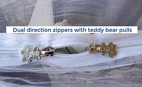 Baby Playpen Mosquito Net with Zippers, Premium Quality by Tedderfield, for Pack ‘n Play Playpens, Strollers, Easy Zip Access to Baby, Drawstring Base, Ideal Portable Bug Netting