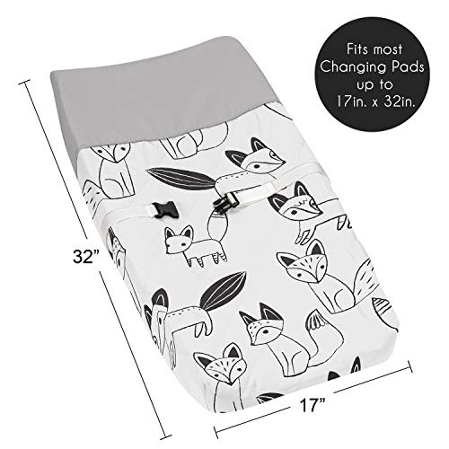 Grey, Black and White Fox Collection Boys or Girls Baby Changing Pad Cover