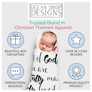 Ocean Drop 100% Cotton Muslin Swaddle Baby Blanket – ‘Child of God’ Quote with Gift Box for Baptism, Christening Gift, Godson, Goddaughter, Baby Shower – Super Soft, Breathable, Large 47 x47”