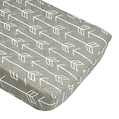 Arrow Quilted Changing Pad Cover (White Arrow on Gray) - Fits Standard Contoured Changing Pads