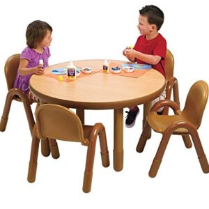 Angeles Baseline 36" Round School Kids Table & 4 Chairs Set, Homeschool/Playroom/Daycare/Classroom Furniture, Toddler Chair & Table Set, Natural Wood