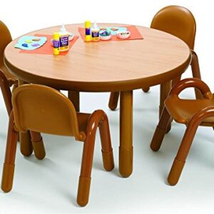 Angeles Baseline 36" Round School Kids Table & 4 Chairs Set, Homeschool/Playroom/Daycare/Classroom Furniture, Toddler Chair & Table Set, Natural Wood