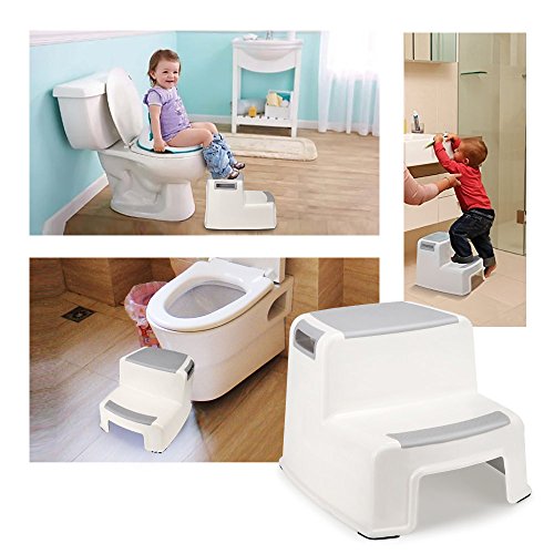 Vicsou Dual Height Two Step Stool For Kids, Toddler's Stool For Potty Training, Baby Exercise Step Stools For Using In The Bathroom/Kitchen/Toilet,Soft-Grip Steps Provide Comfort and Safety