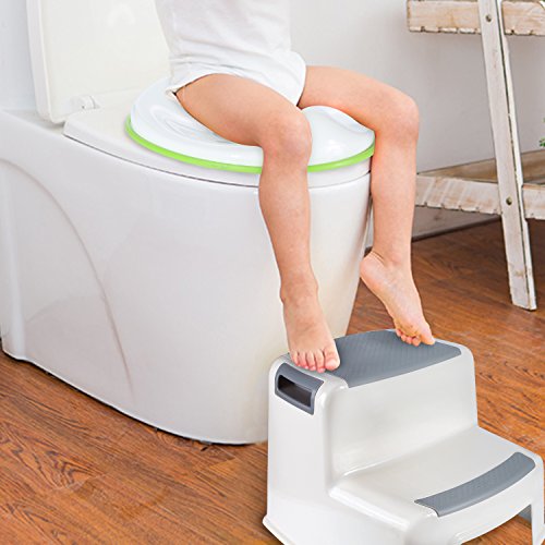 Vicsou Dual Height Two Step Stool For Kids, Toddler's Stool For Potty Training, Baby Exercise Step Stools For Using In The Bathroom/Kitchen/Toilet,Soft-Grip Steps Provide Comfort and Safety