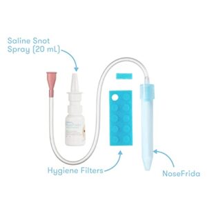 Frida Baby Nasal Aspirator NoseFrida The Snotsucker with 10 Extra Filters and All-Natural Saline Nasal Spray