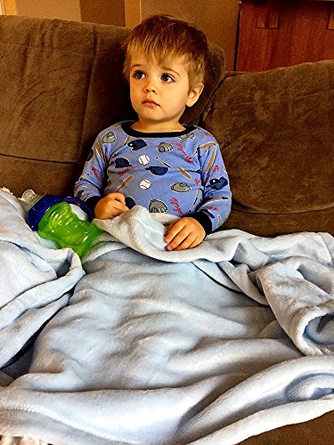 Higher Comfort Luxuriously Soft Baby Blanket - Baby Blue - 30" x 40" - Super Soft Baby Blankets for Boys | Receiving Blanket | Ideal for Newborns, Cribs, Strollers and Baby Showers