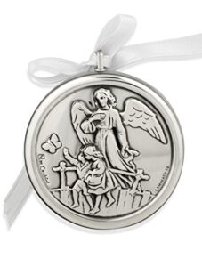 silver-plated guardian angel crib medal by venerare (white)
