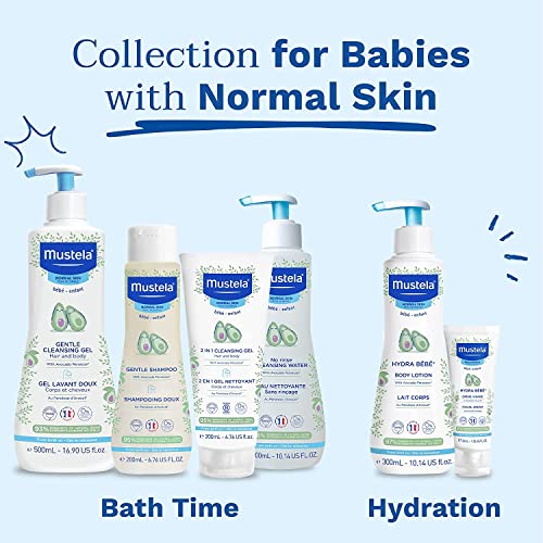 Mustela Bebe On-The-Go Travel Set - Baby Skin Care & Bath Time Gift Set - Natural & Plant-Based - 3 Items Set - Packaging may vary