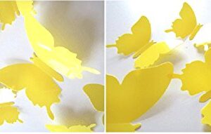 ALLICERE 12Pcs 3D Butterfly Removable Wall Decals DIY Home Decorations Art Decor Wall Stickers Murals for Babys Kids Bedroom Living Room Classroom Office(Color:Yellow)