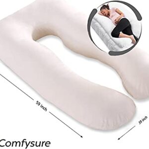 ComfySure Pregnancy Pillow 59" U Shaped Pillow for Pregnancy Hypoallergenic, Comfortable Maternity Body Pillow for Pregnant Women, Supports Back, Hips, Legs & Belly.