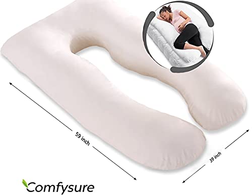 ComfySure Pregnancy Pillow 59" U Shaped Pillow for Pregnancy Hypoallergenic, Comfortable Maternity Body Pillow for Pregnant Women, Supports Back, Hips, Legs & Belly.