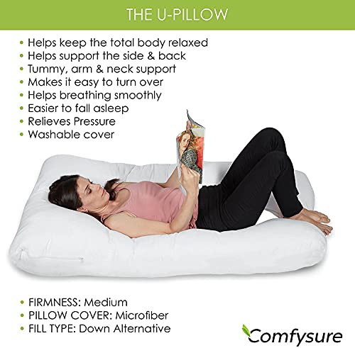 ComfySure Pregnancy Pillow 59" U Shaped Pillow for Pregnancy Hypoallergenic, Comfortable Maternity Body Pillow for Pregnant Women, Supports Back, Hips, Legs & Belly.