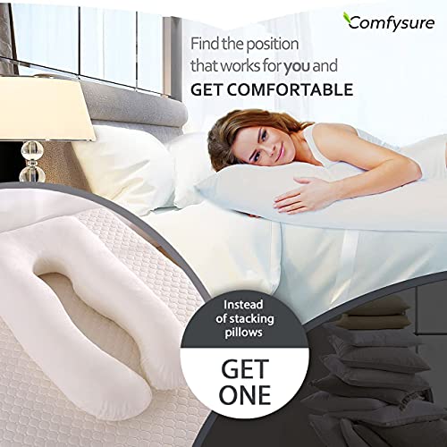 ComfySure Pregnancy Pillow 59" U Shaped Pillow for Pregnancy Hypoallergenic, Comfortable Maternity Body Pillow for Pregnant Women, Supports Back, Hips, Legs & Belly.