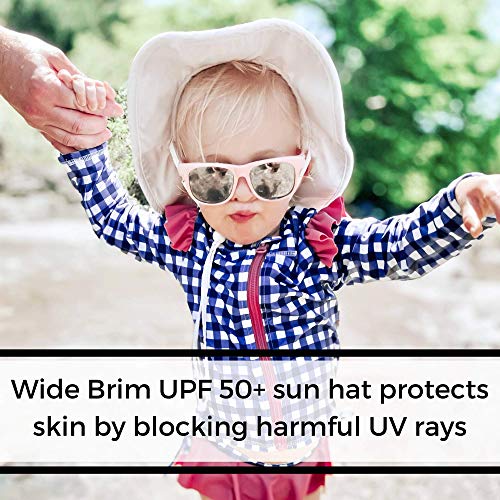 SwimZip Unisex Child Wide Brim Sun Protection Hat UPF 50+ Adjustable | White 2-8