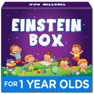 einstein box for 1 year olds | birthday gift for boys & girls aged one year| board books, flash cards, learning activities for toddlers | stem learning & educational toys (1 box set)