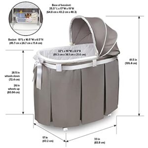 Wishes Oval Rocking Baby Bassinet with Bedding, Storage, and Pad